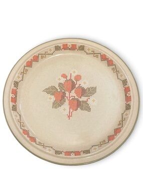 Vintage Stonecrest Designer Collection Strawberry Cross Stitch Sampler Plate